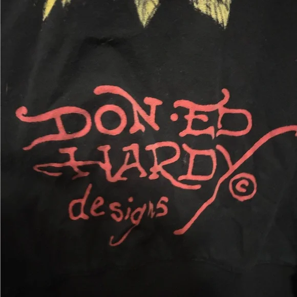 Ed Hardy “Dedicated” Skull & Roses Black zip up Hoodie with details Size: small - Picture 6 of 7